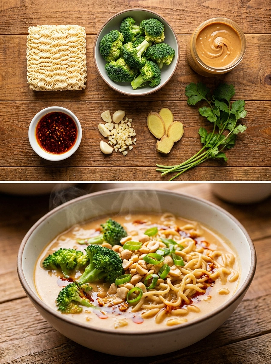Peanut Butter Ramen with Broccoli